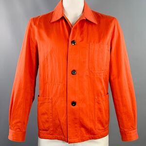 PAUL SMITH Size XL Orange Twill Linen Cotton Chore Jacket